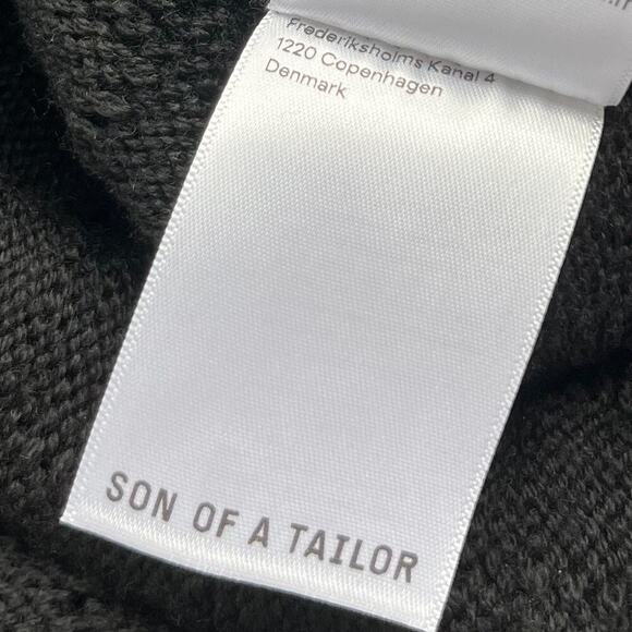 Son of a Tailor Check Knit Sweater Custom Black 3D Knit Merino Wool Classic - Picture 11 of 12